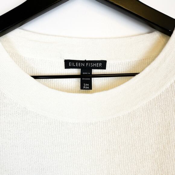 Eileen Fisher Ivory Organic Linen Crepe Stretch Tunic Top $298 - S/M - Picture 3 of 9